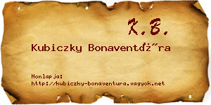 Kubiczky Bonaventúra névjegykártya
