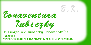 bonaventura kubiczky business card